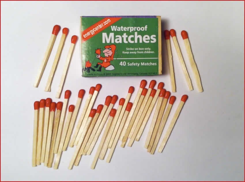 Flint Magnesium Rod + Storm Hurricane Matches + Mag Fire Starter + H20 Matches
