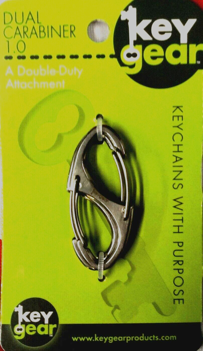 Dual carabiner 1.0 keychain emergency preparadness equipment Silver KEY GEAR