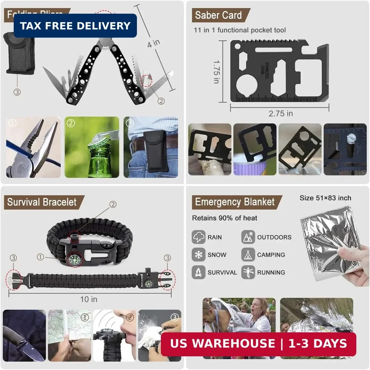 238Pcs Emergency Survival Kit and First Aid Kit, Professional Survival Gear Tool