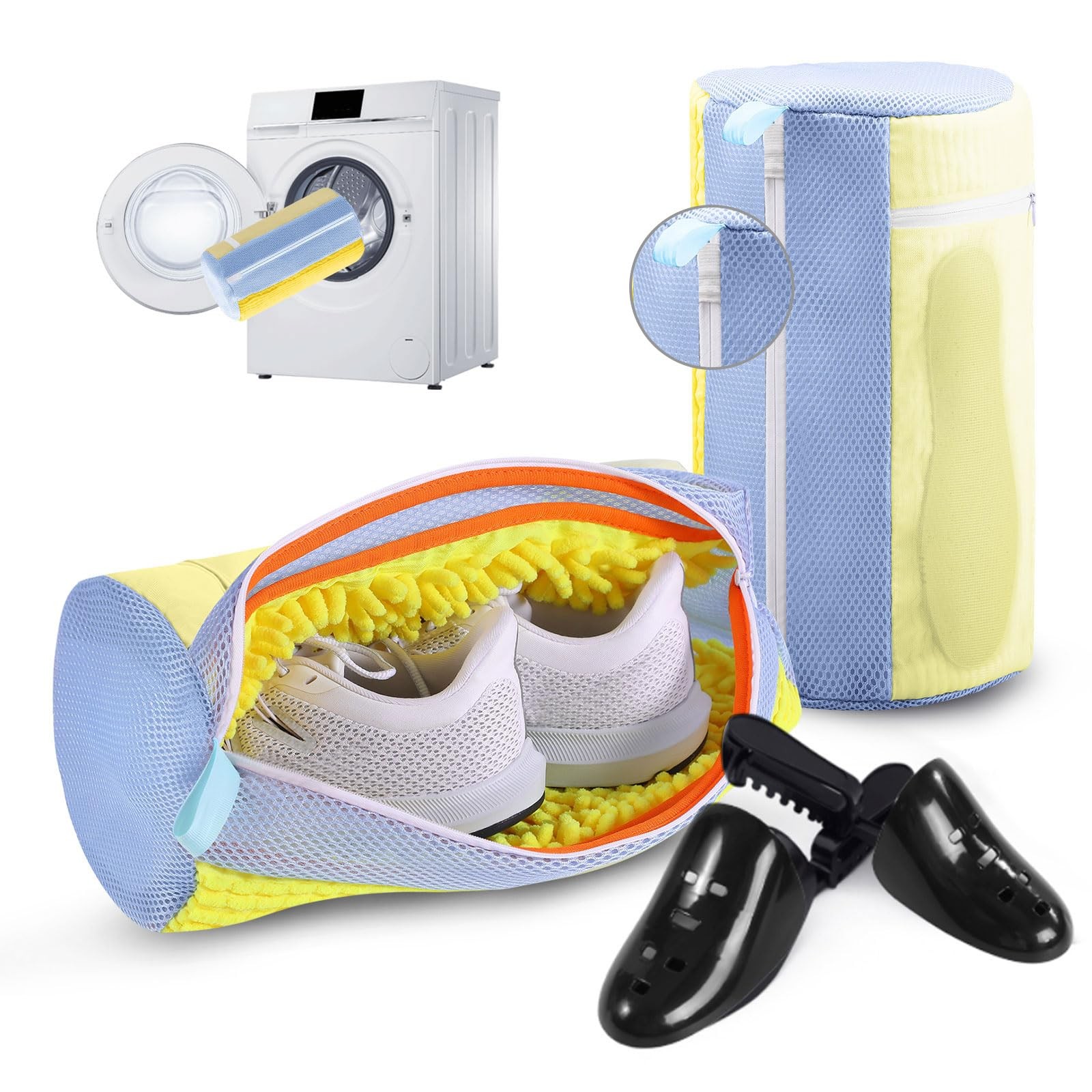 Shoe Washing Machine Bag 2Pack – Reusable 0.47 cubic feet, Yellow