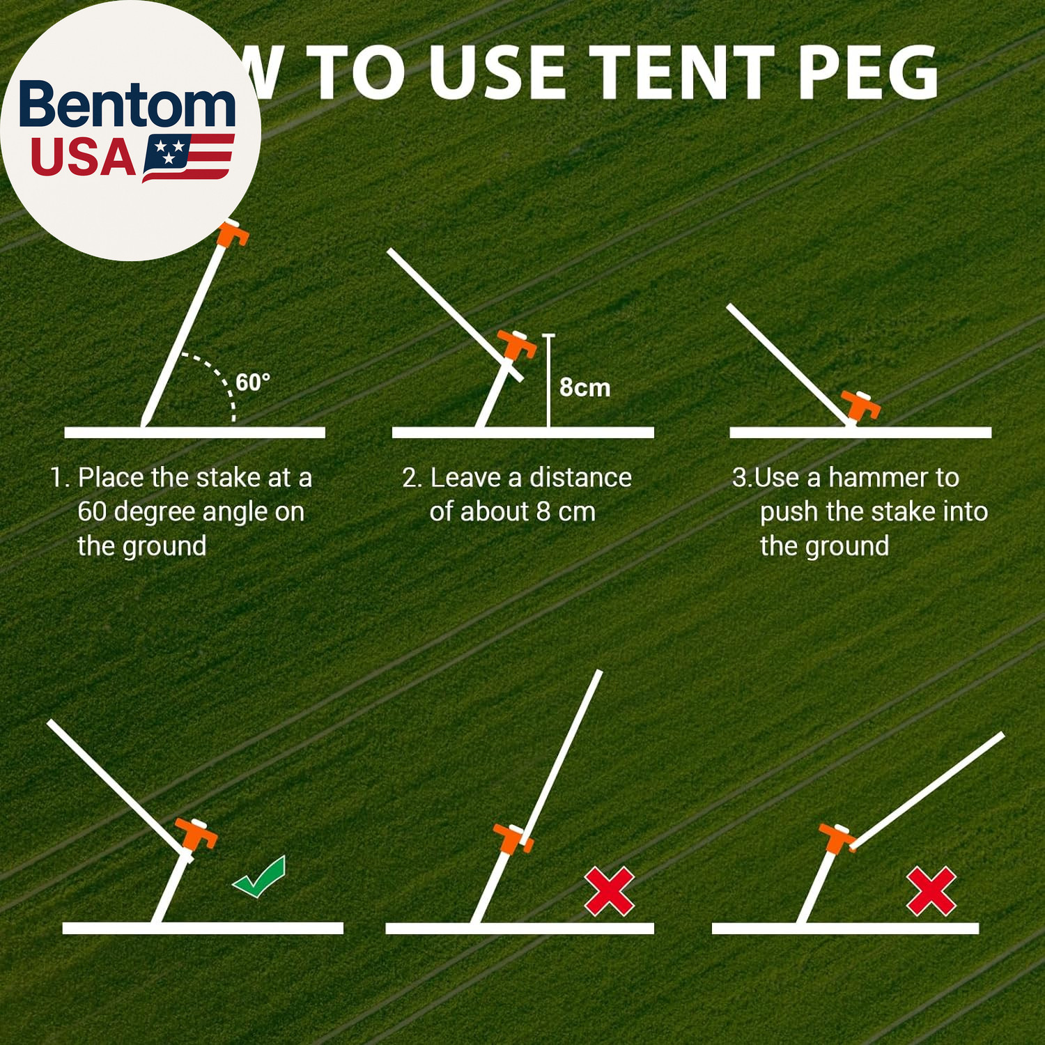 USA 10-Pack Secure Protection Galvanized Tent Stakes,Rust-Proof Steel Canopy Anc