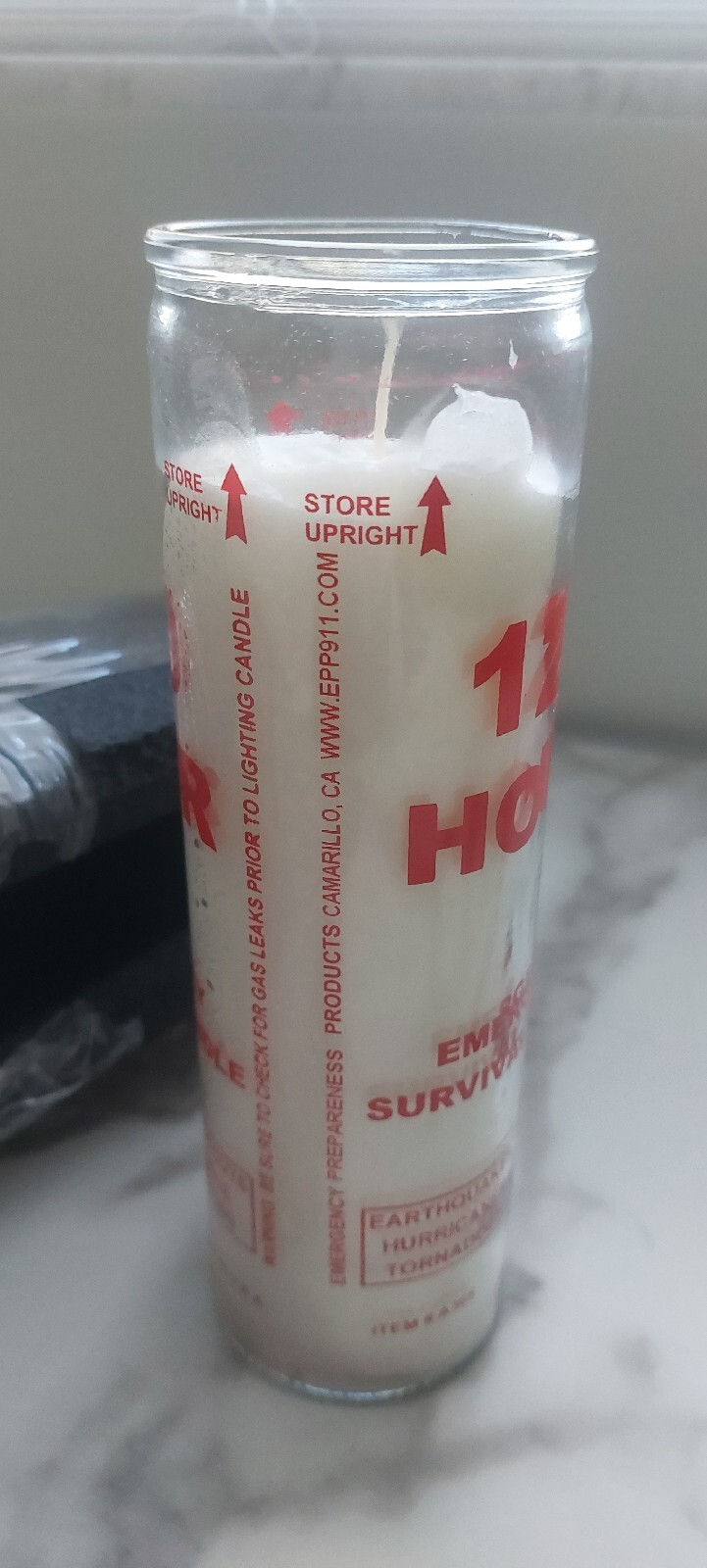Emergency Candle, 120 hr Survival Candle A365 Made in USA Black outs Disaster *