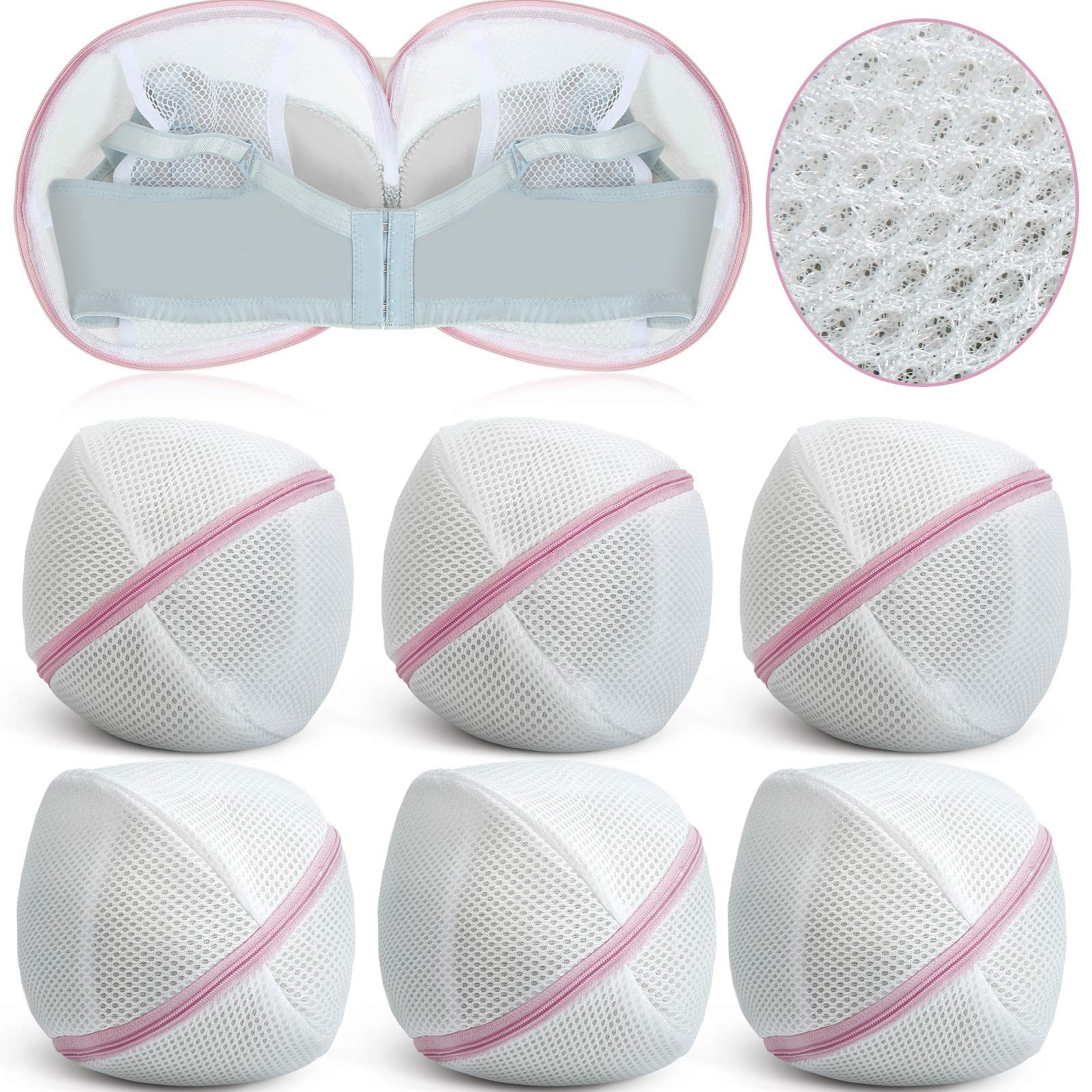 Shappy 6 Pieces Bra Washing Bag for Laundry Mesh Wash 7.87 Inch, Pink