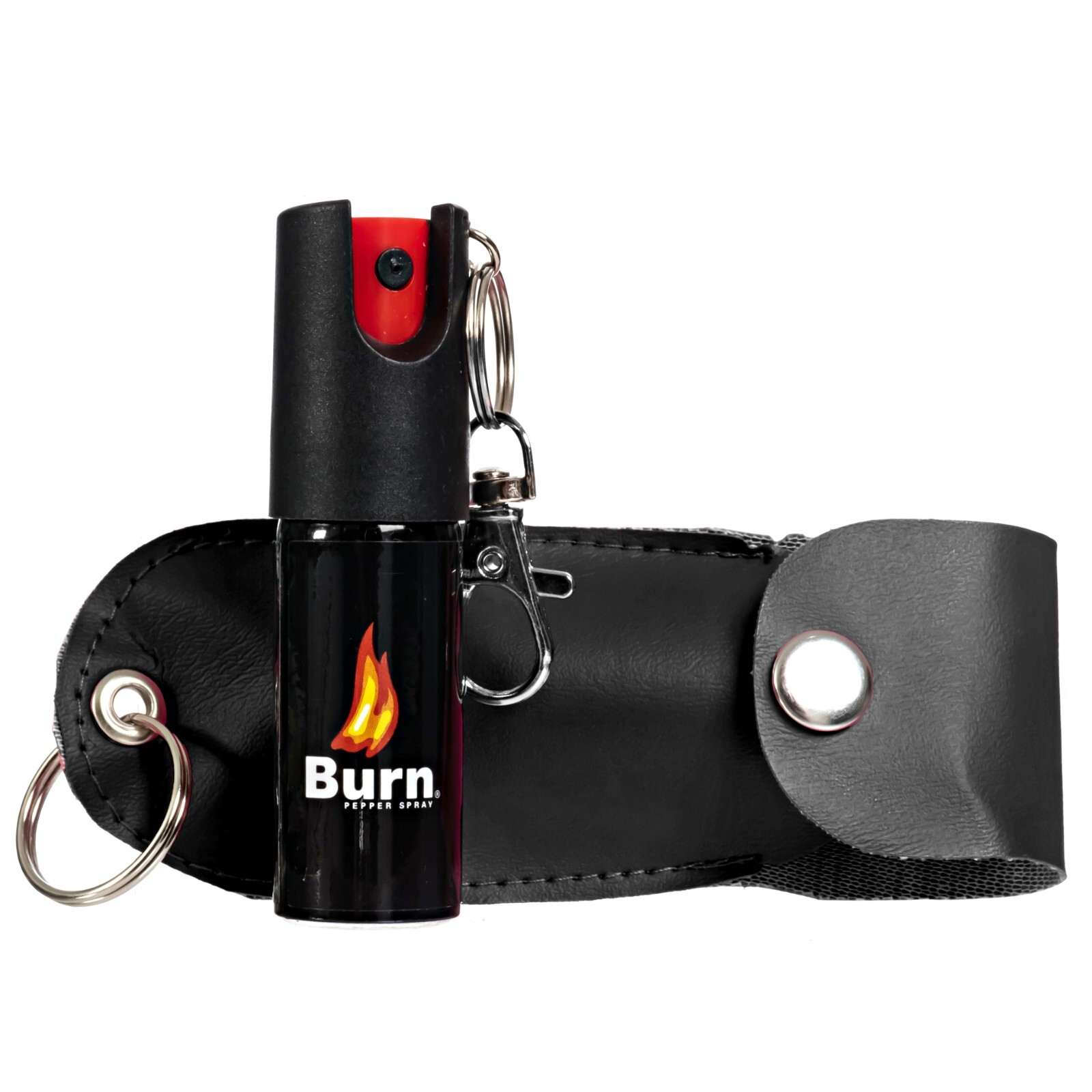 BURN Pepper Spray Keychain 0.5oz Self Defense In Black Holster