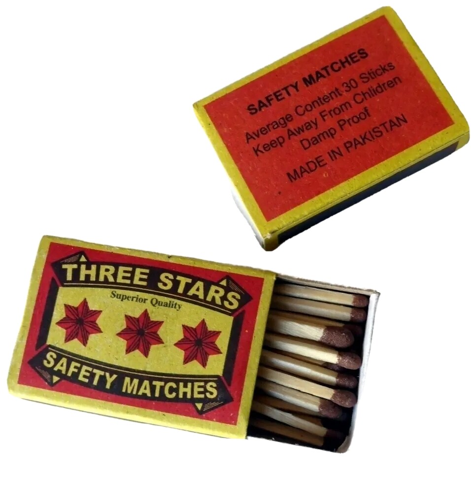 Swedish Camping Matches Three Stars Safety Matches 2 Pks/10 Pks/32 matches ea.