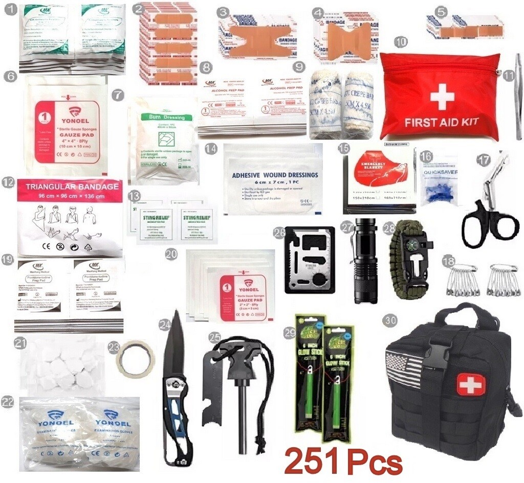 251Pcs First Aid Kits For Survival Emergency Trauma Military Travel IFAK Black
