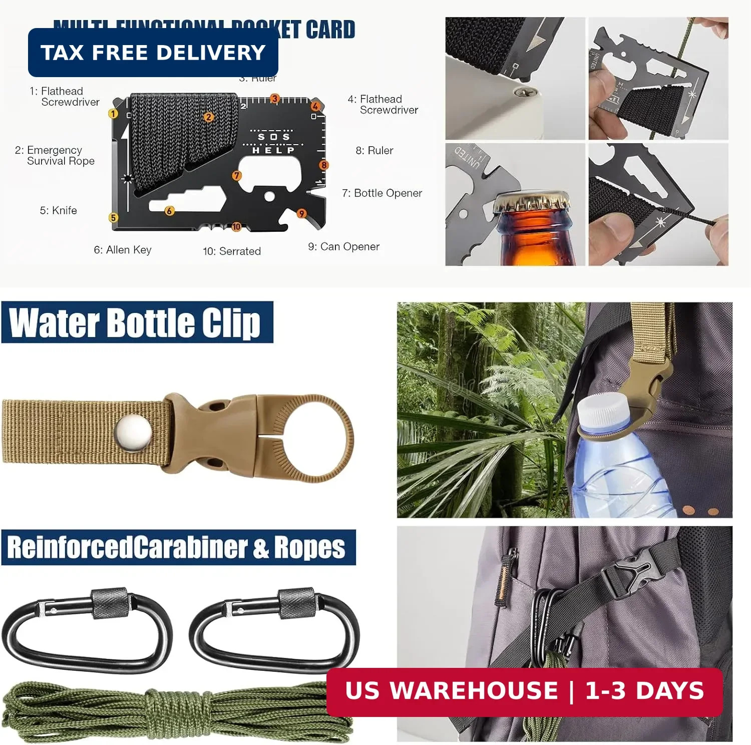 Survival Kit and Emergency Gear – 66 in 1 Outdoor Equipment with First Aid Fire,
