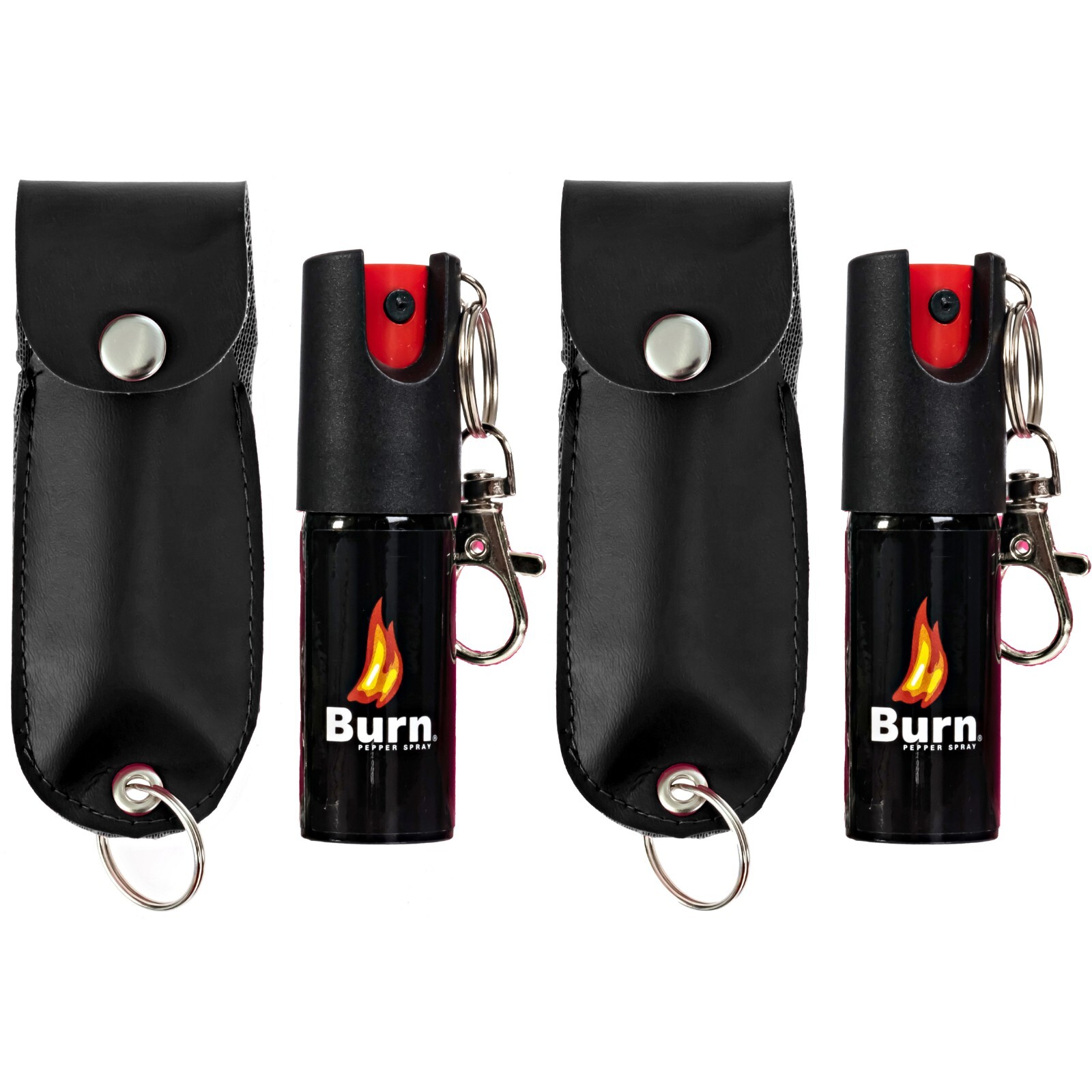 BURN Pepper Spray Keychain 0.5oz Self Defense In Black Holster – 2 Pack