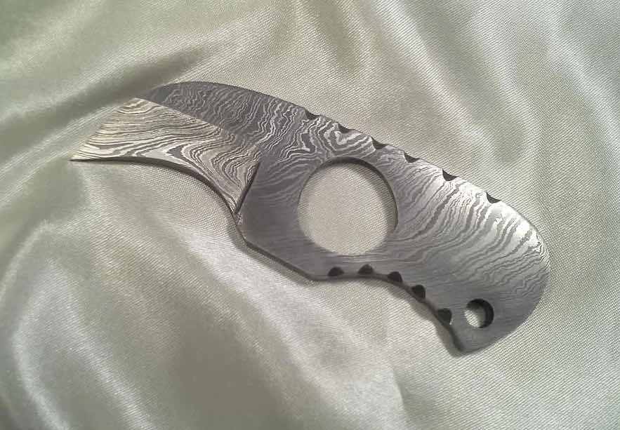 Beautiful Damascus Steel Hawkbill Karambit Knife w/ Belt Loop Leather Sheath