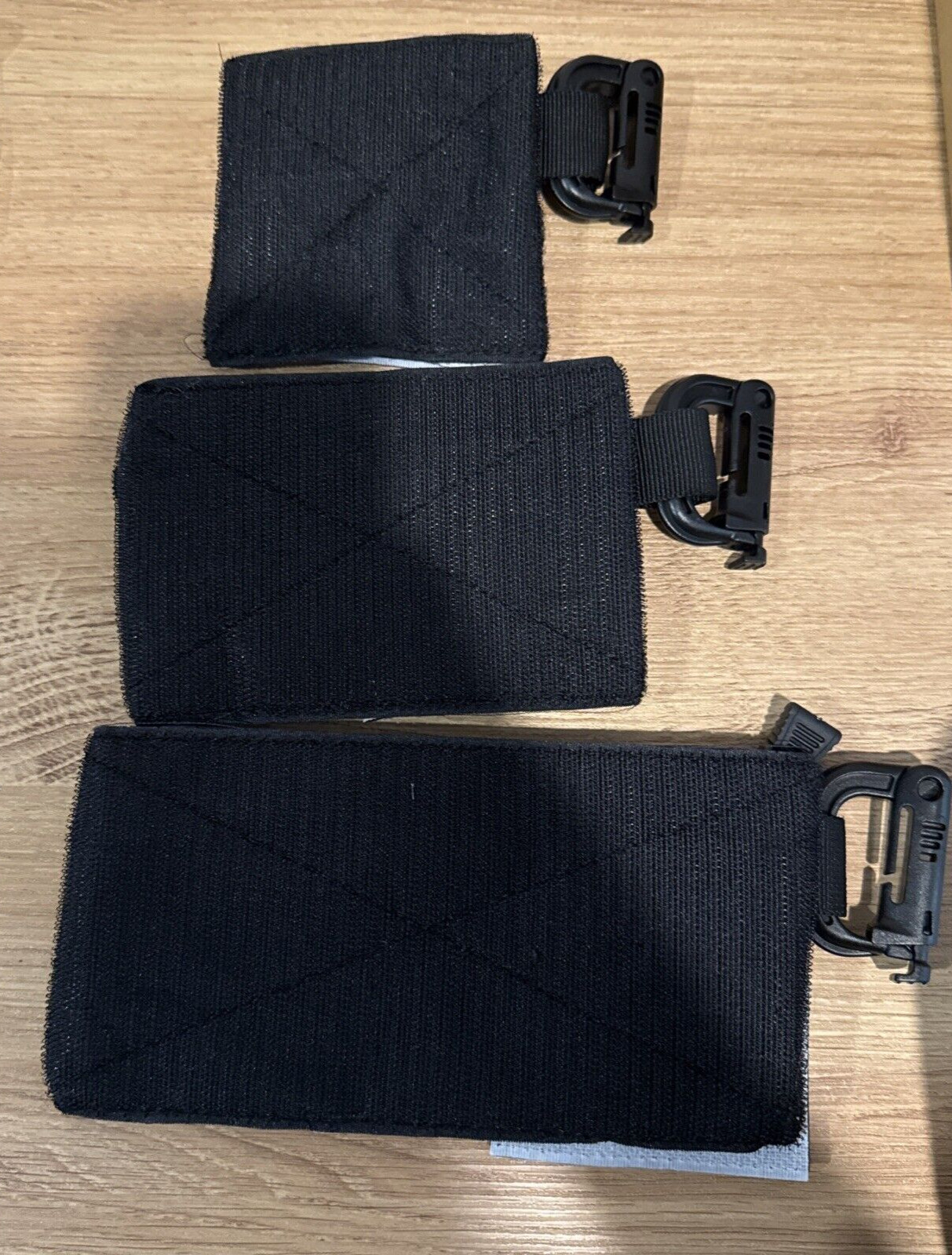3 Pieces Tactical Tool Zipper Pouches with US Patches & D-Ring Clips NEW
