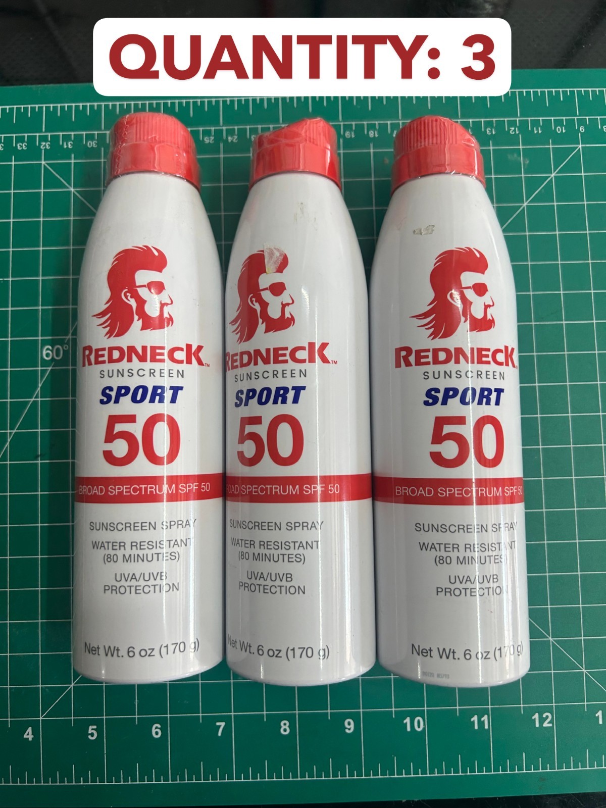 3-PACK Redneck Sunscreen Sport SPF 50 Broad Spectrum Water Resistant 6OZ spray