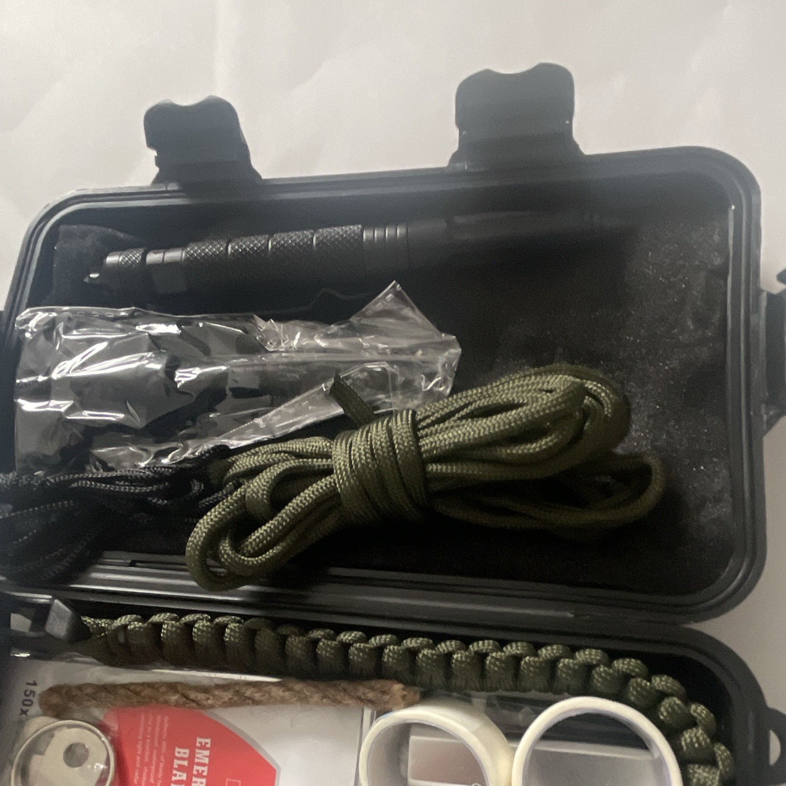 BHYTAKI 37-in-1 Survival Kit w/ Hard Case, Flashlight, Compass, Saw