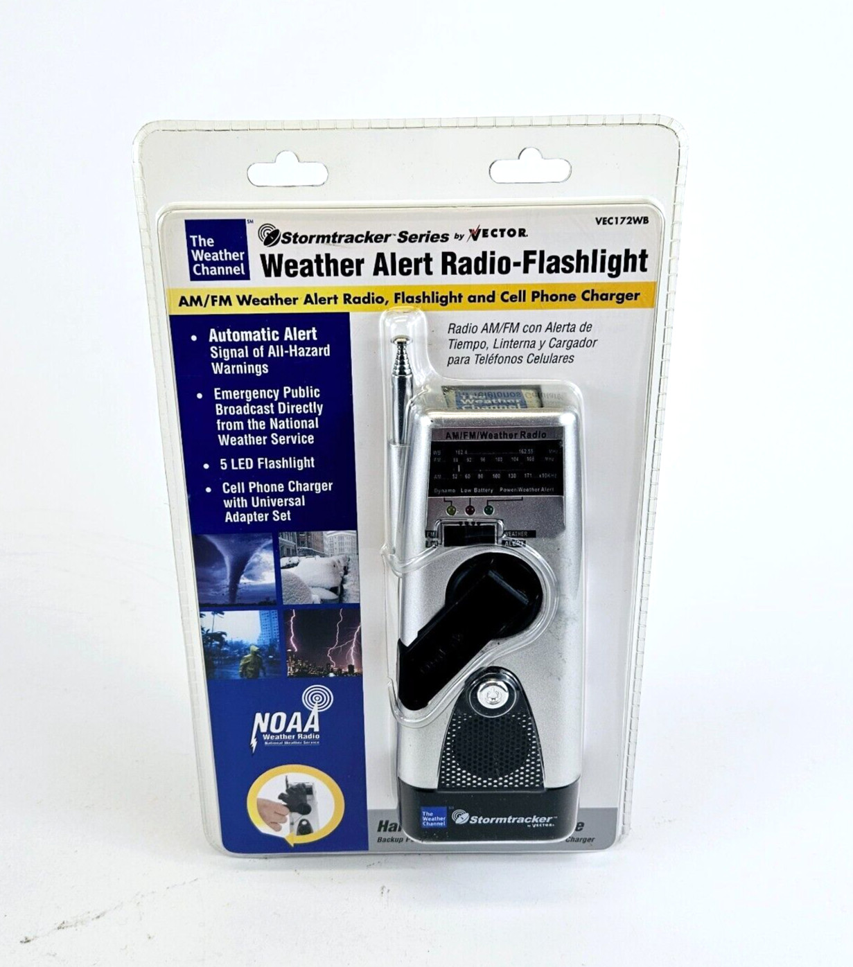 Storm tracker Vector VEC172WB Weather Alert Radio Flashlight Phone Charger NEW