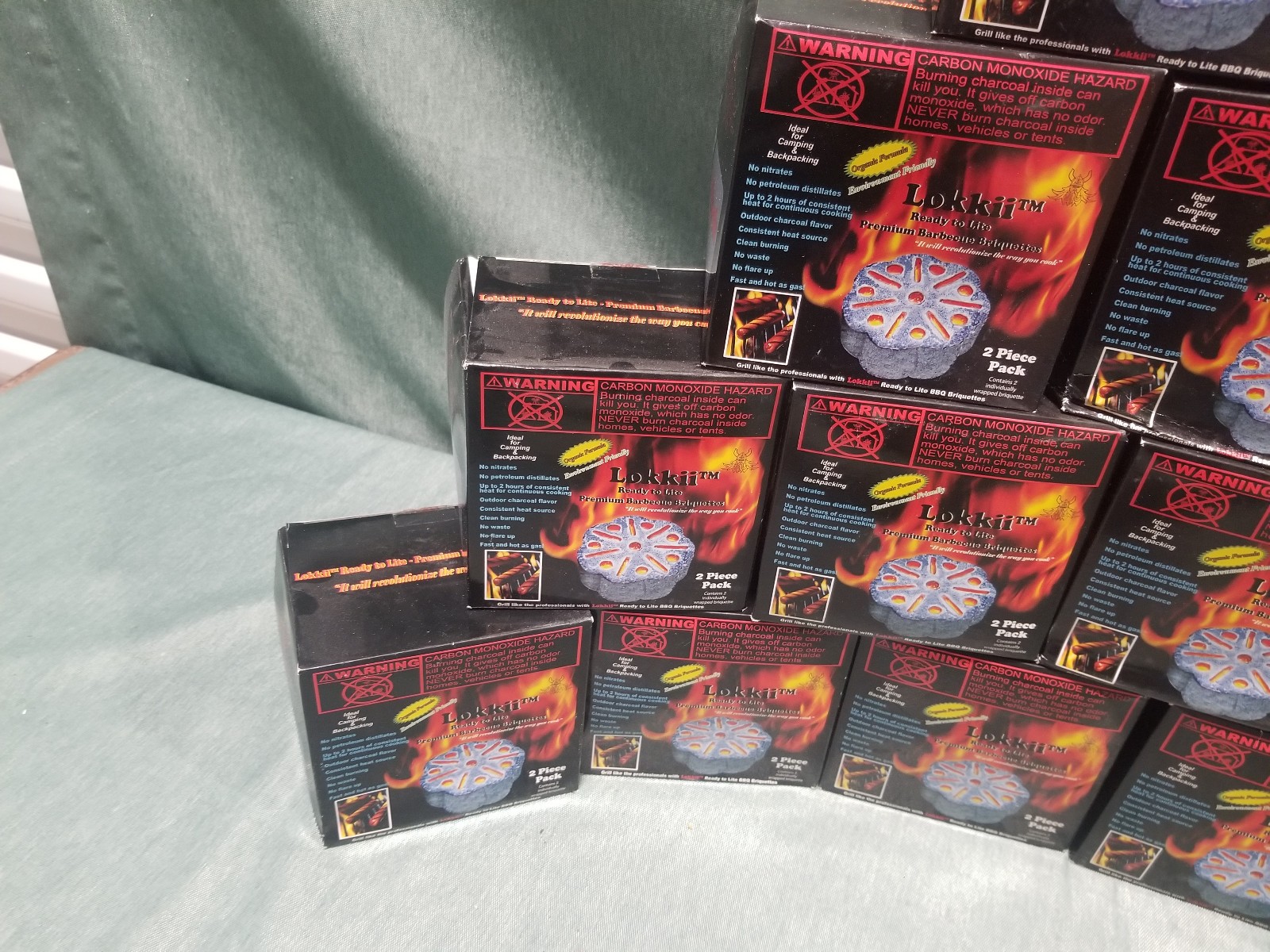Lot of 15 Lokkii BBQ Briquetts Ready to Lite Grill Campfire Camping Fire Pit Box