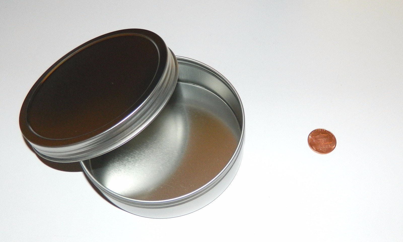 2 x 8 oz Round Metal Screw Top Lid Cover Survival Crafts Storage Tin Container