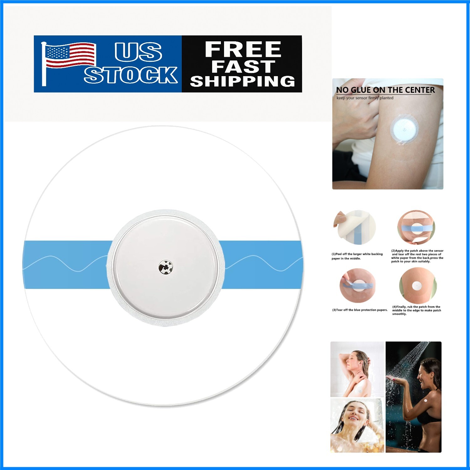 55 Count Waterproof Adhesive Patches for Libre 1/2 – Easy, Sterile Protection
