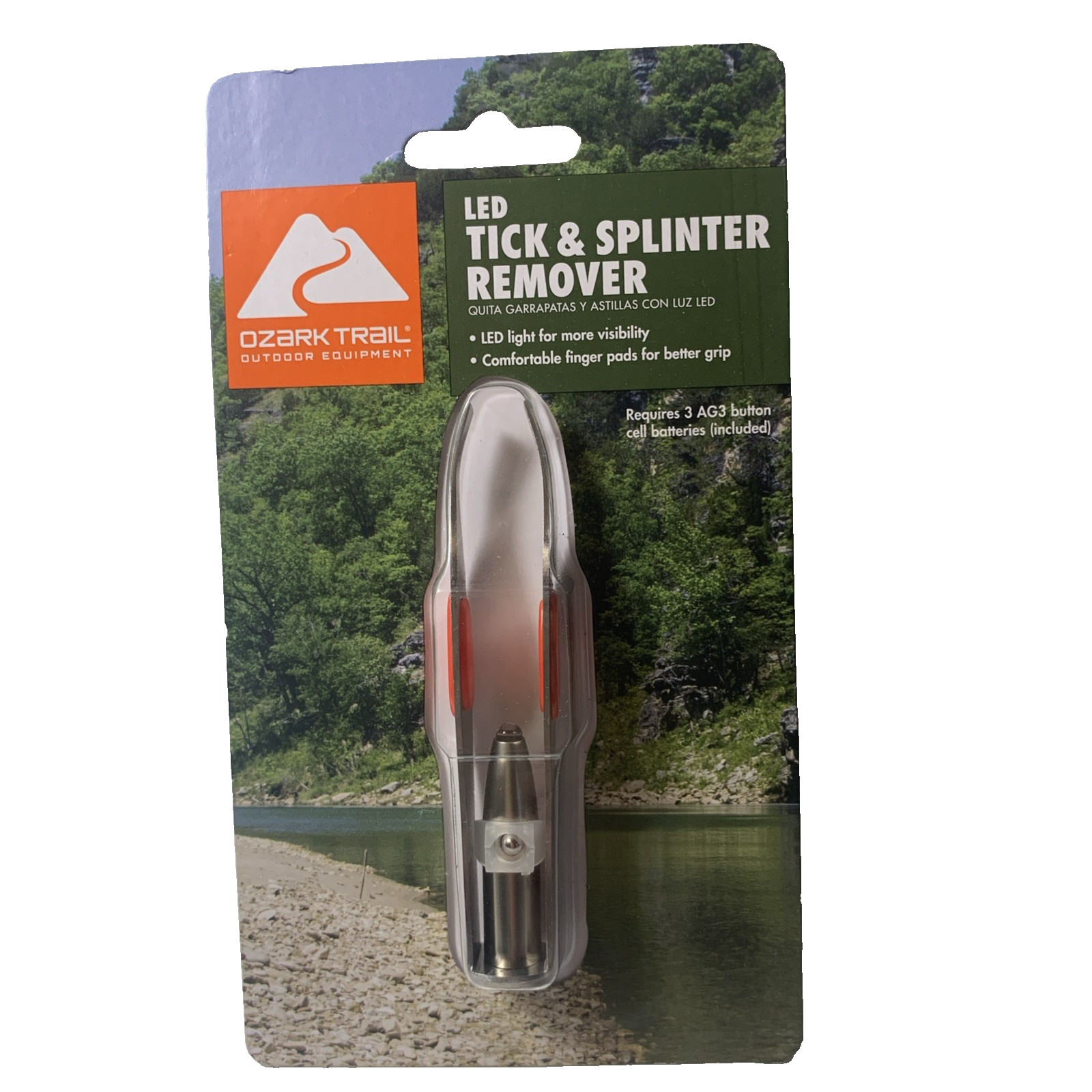 Ozark Trail Tick & Splinter Remover with LED Light (Batteries Included) NIP