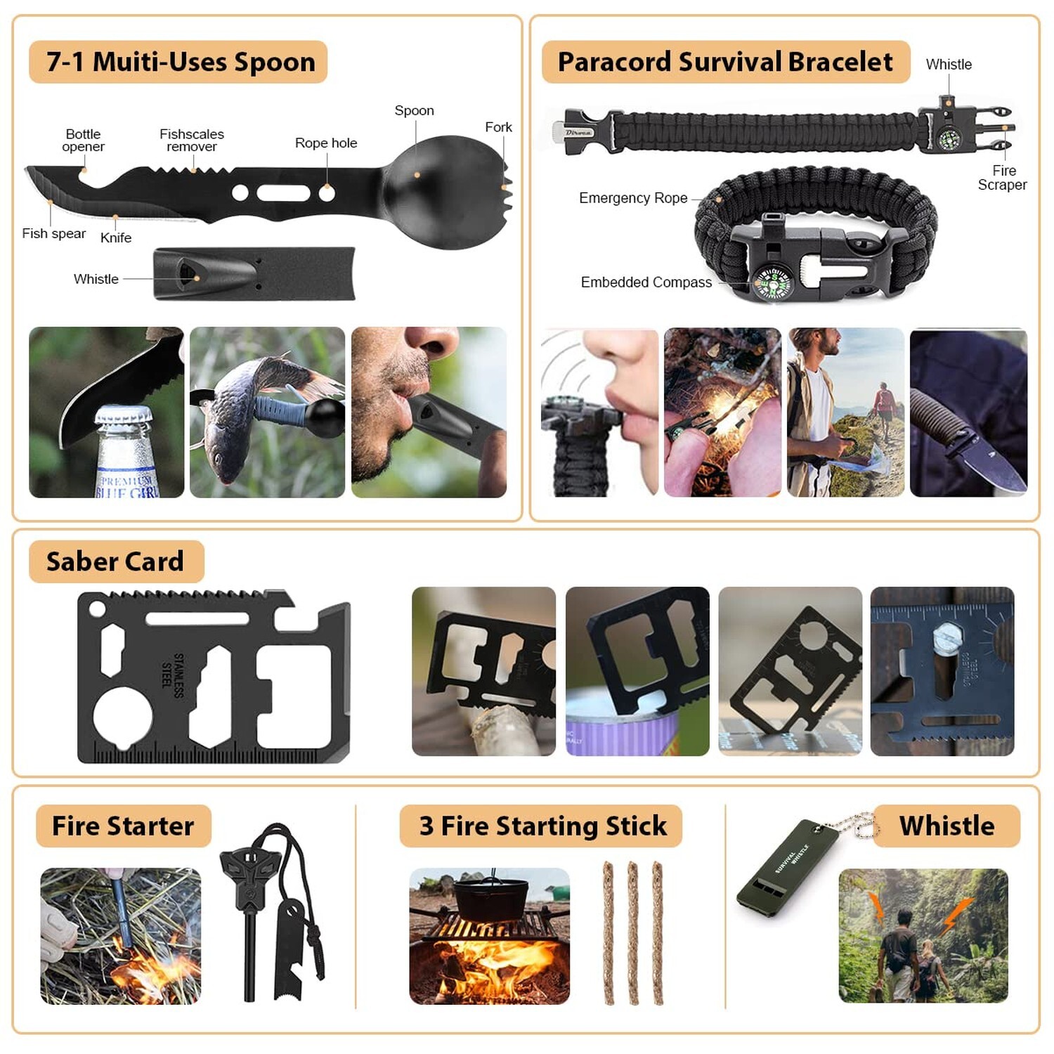 Survival Kit, 250Pcs Survival Gear First Aid Kit with Molle System Compatible…