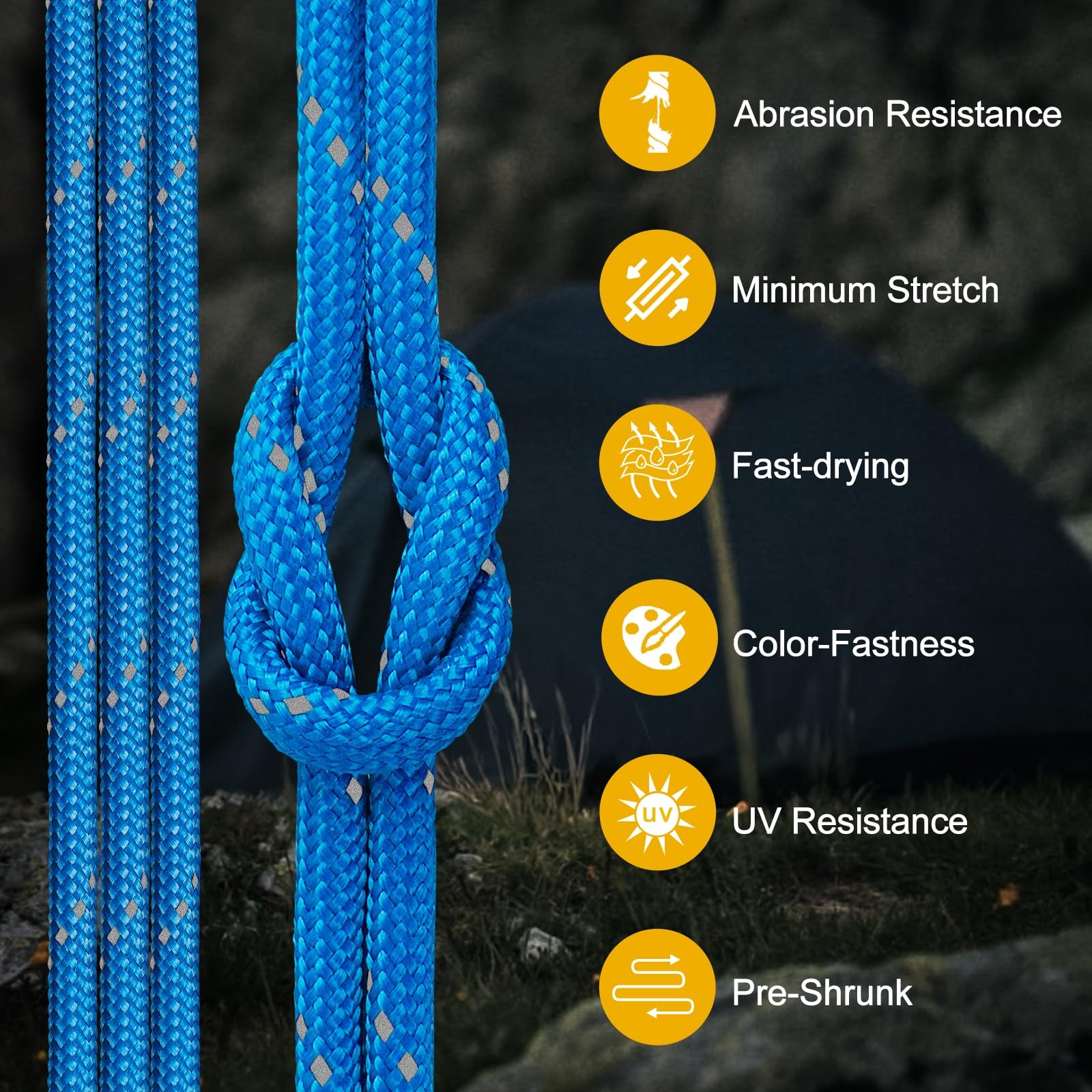 Reflective Paracord Rope 850Ib, 50/100/200/500/1000ft 4MM 11 100FT, Blue