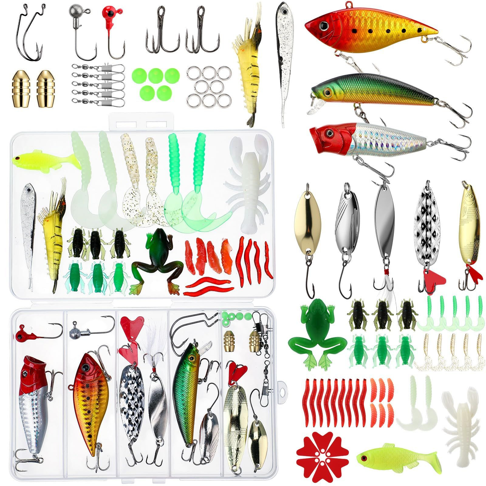 JolliLudo 78 Pcs Fishing Lures Kit with As shown in the figure, multicolored