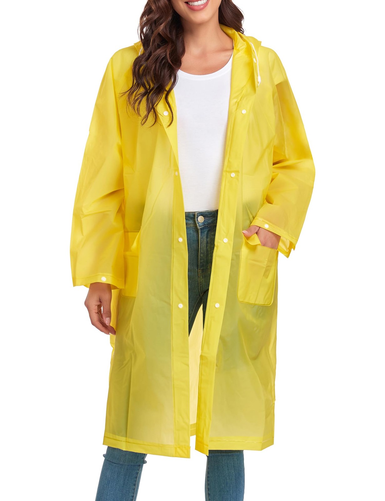 Reusable Portable Waterproof EVA Long Raincoat Poncho Hoods Men Women