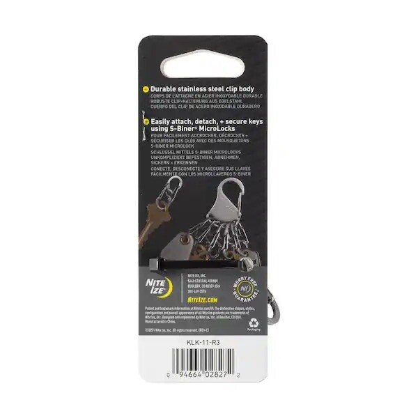 NITE IZE KeyRack Locker Stainless Keychain Locking S-Biner Clips (KLK-11-R3)