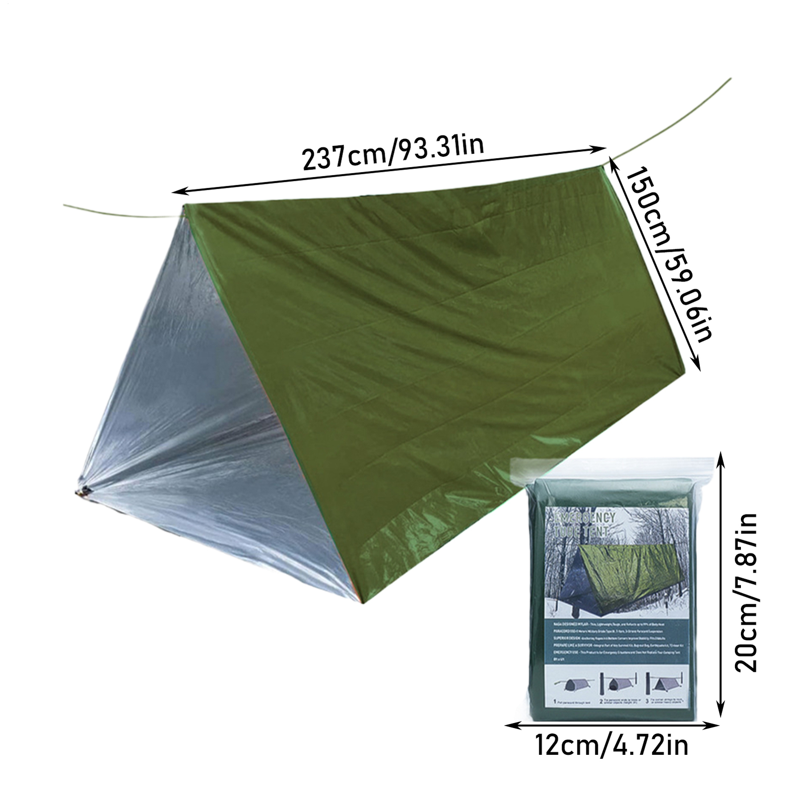 Emergency Tent Blanket Sleeping Bag Survival Reflective Shelter Outdoor Camping