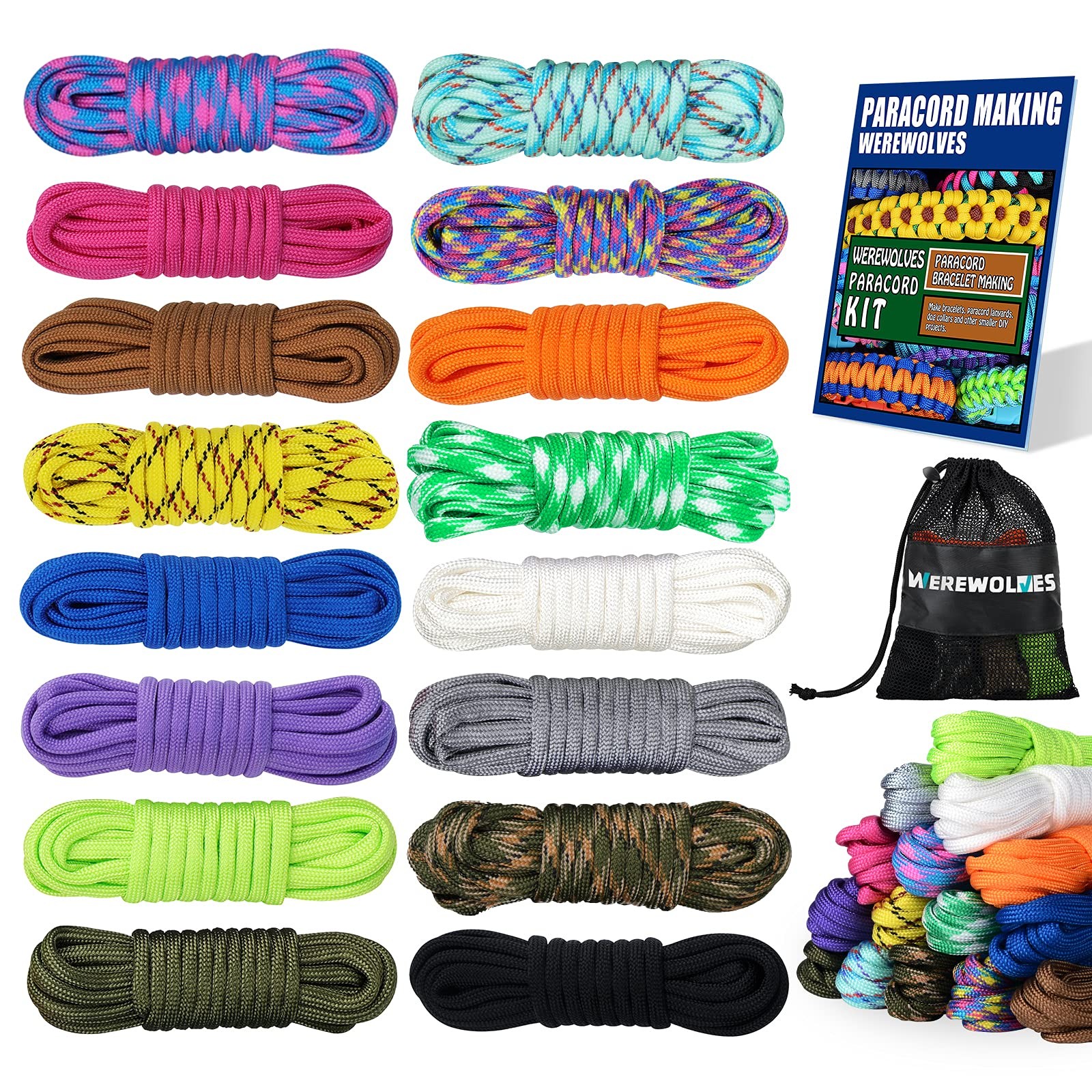 WEREWOLVES 16 Colors Paracord Cord, 550 Bracelet 16 Colors-Forest