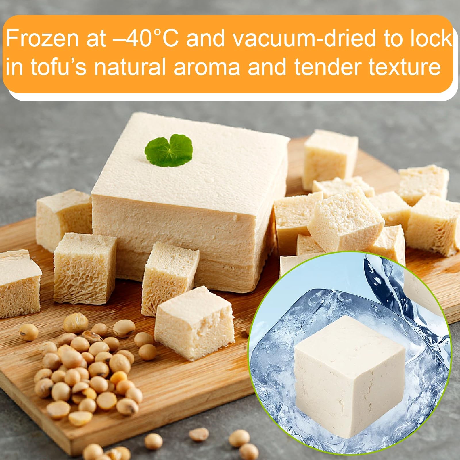 2.83oz (80g) Freeze Dried Tofu Cubes, 1cm Bite Size, Plant Based S, purple