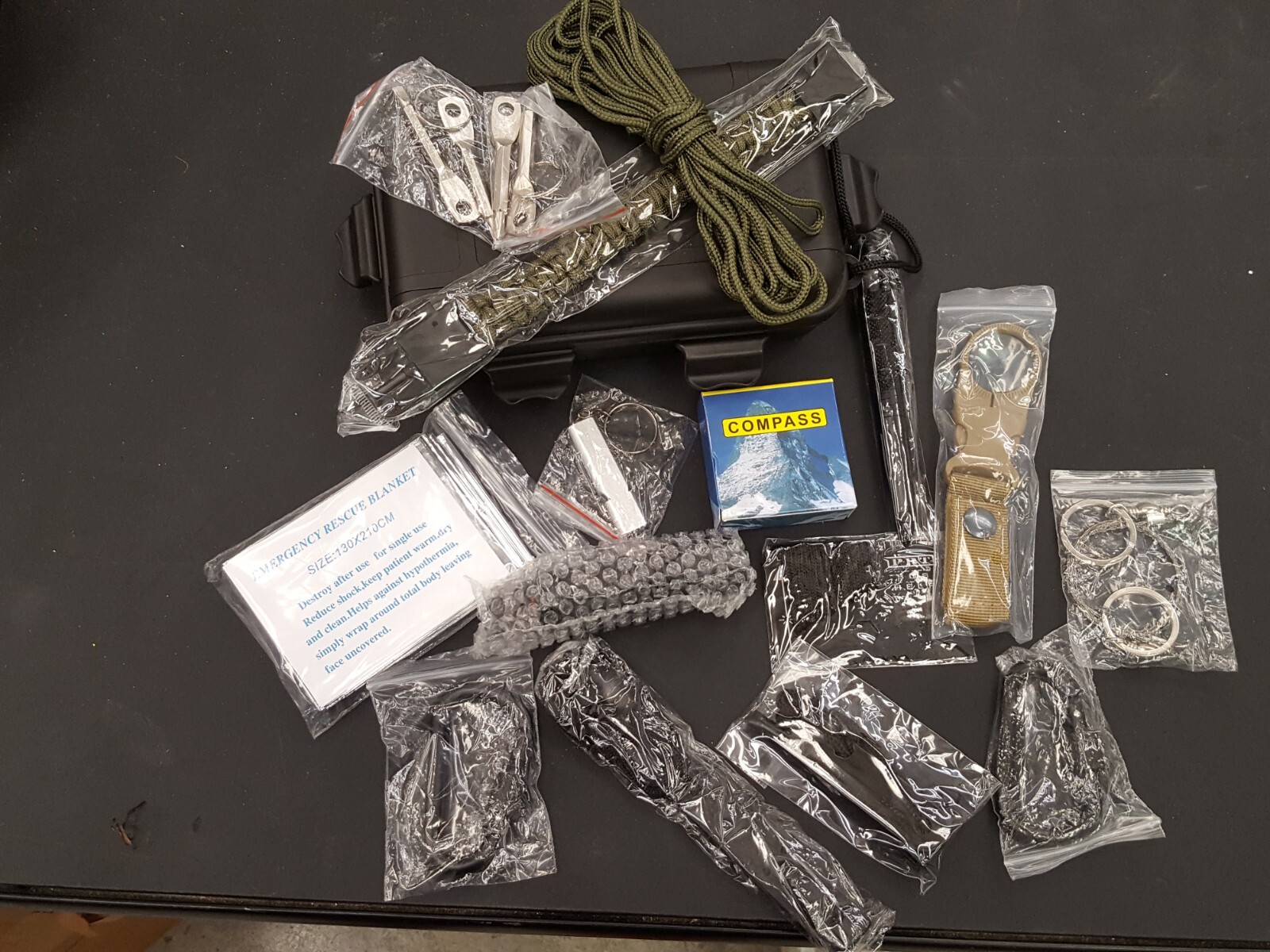 Outdoor Survival Gear Kit – 16 Assorted Items – Read Description