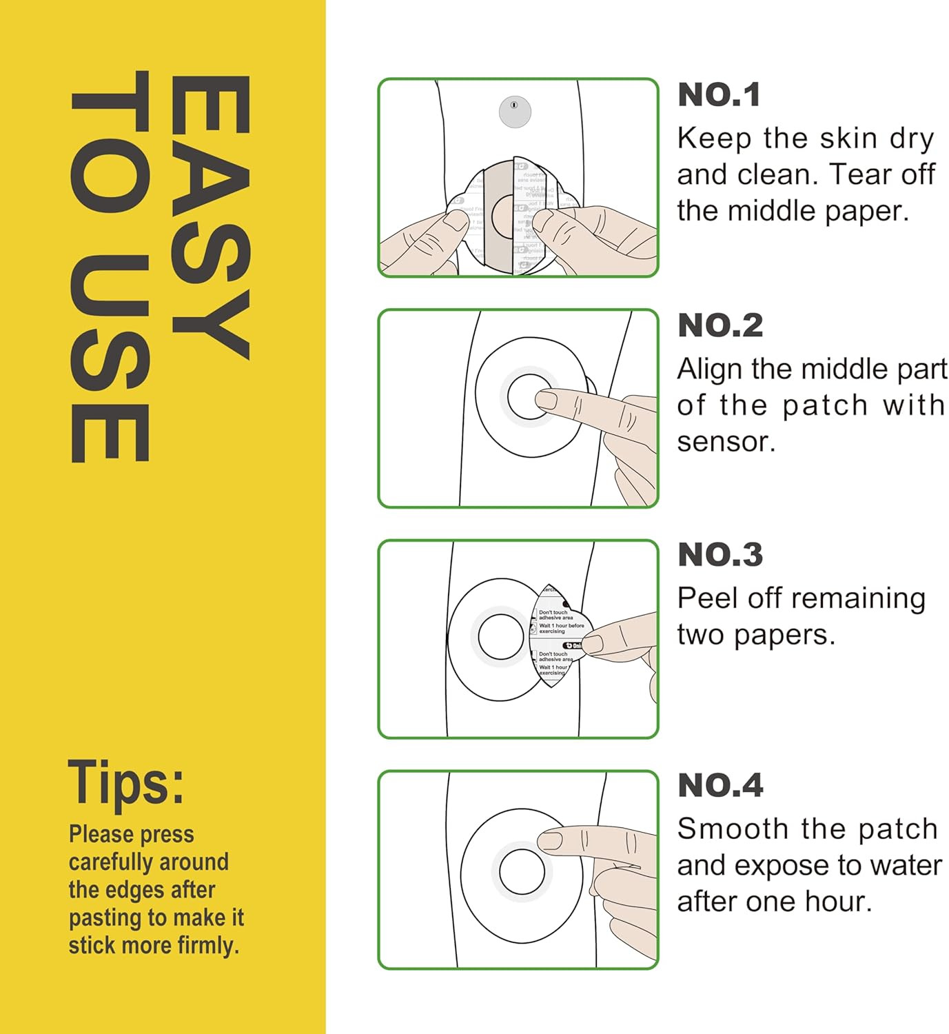Freestyle Adhesive Patches 20 Pack, Sensor Covers for Freestyle Libre