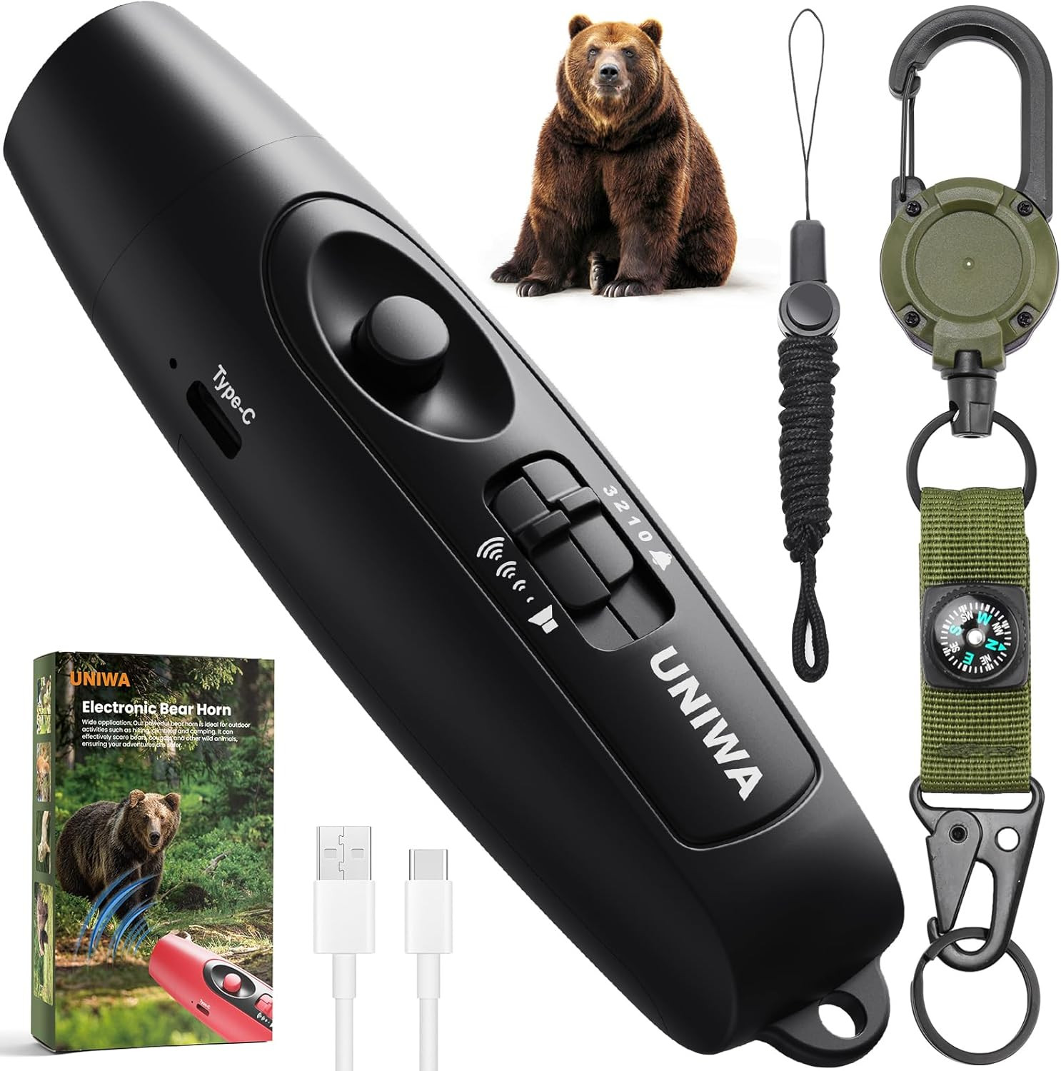 Electronic Air Bear Horn, 120±5 Db Loud Air Horn for Safety Hiking Camping Emerg