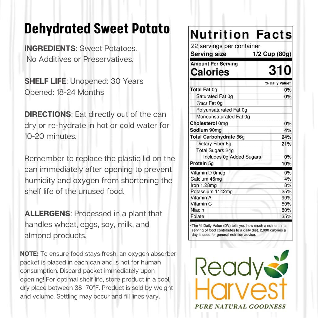 Ready Harvest Dehydrated Food – Sweet Potatoes | Emergency | 1 CAN