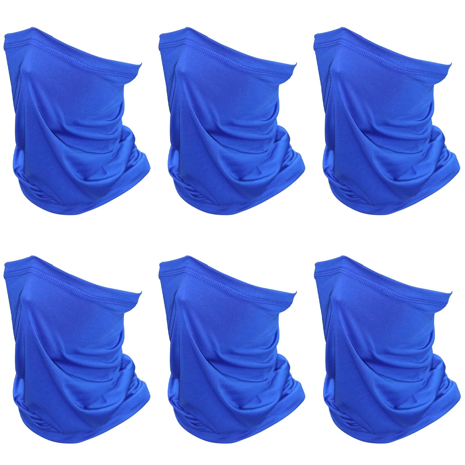 SHEVERCH 6 Pack Blue Neck Gaiter Face Mask Sun One Size, 6pack-blue