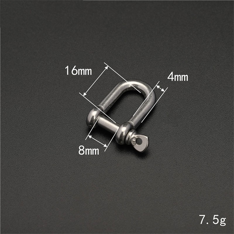 1 Pcs Stainless Steel Carabiner D Bow Shackle Fob Key Ring Hook Screw Buckle