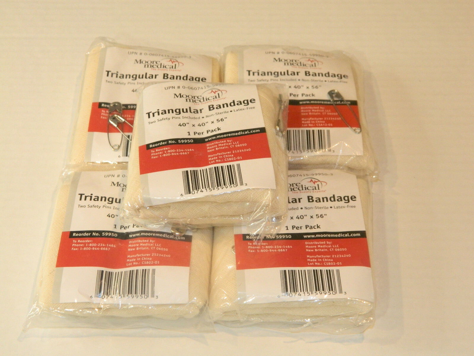5 Pack Triangular Bandages 40″ Hospital EMT Emergency Survival First Aid Kits
