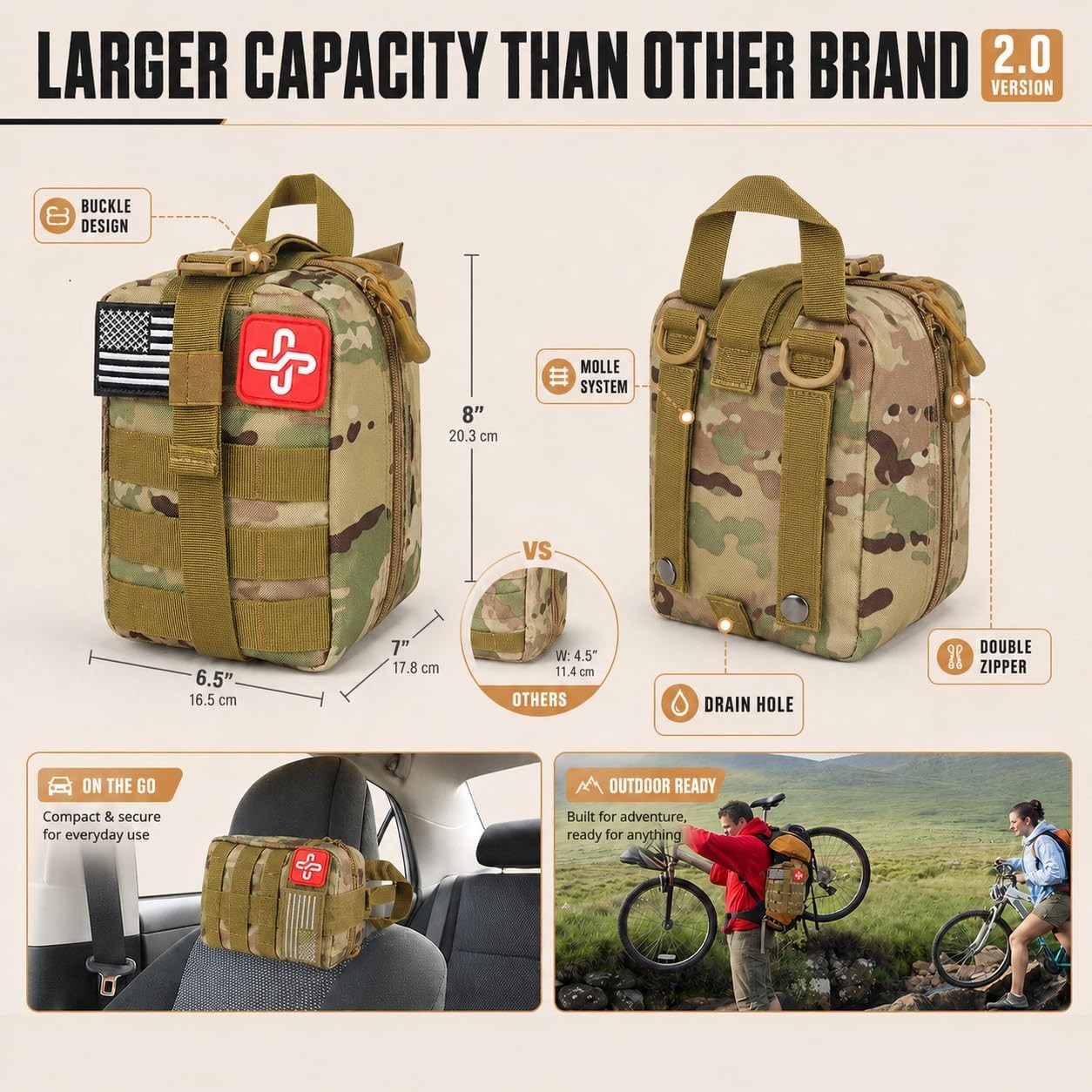 Survival Kit 250Pcs First Aid Gear with Molle Bag