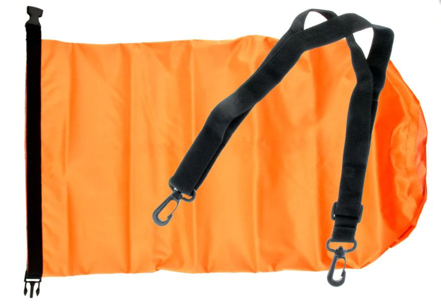 20 Liter Waterproof Dry Sack With Detachable Crossbody Nylon Strap (Orange)