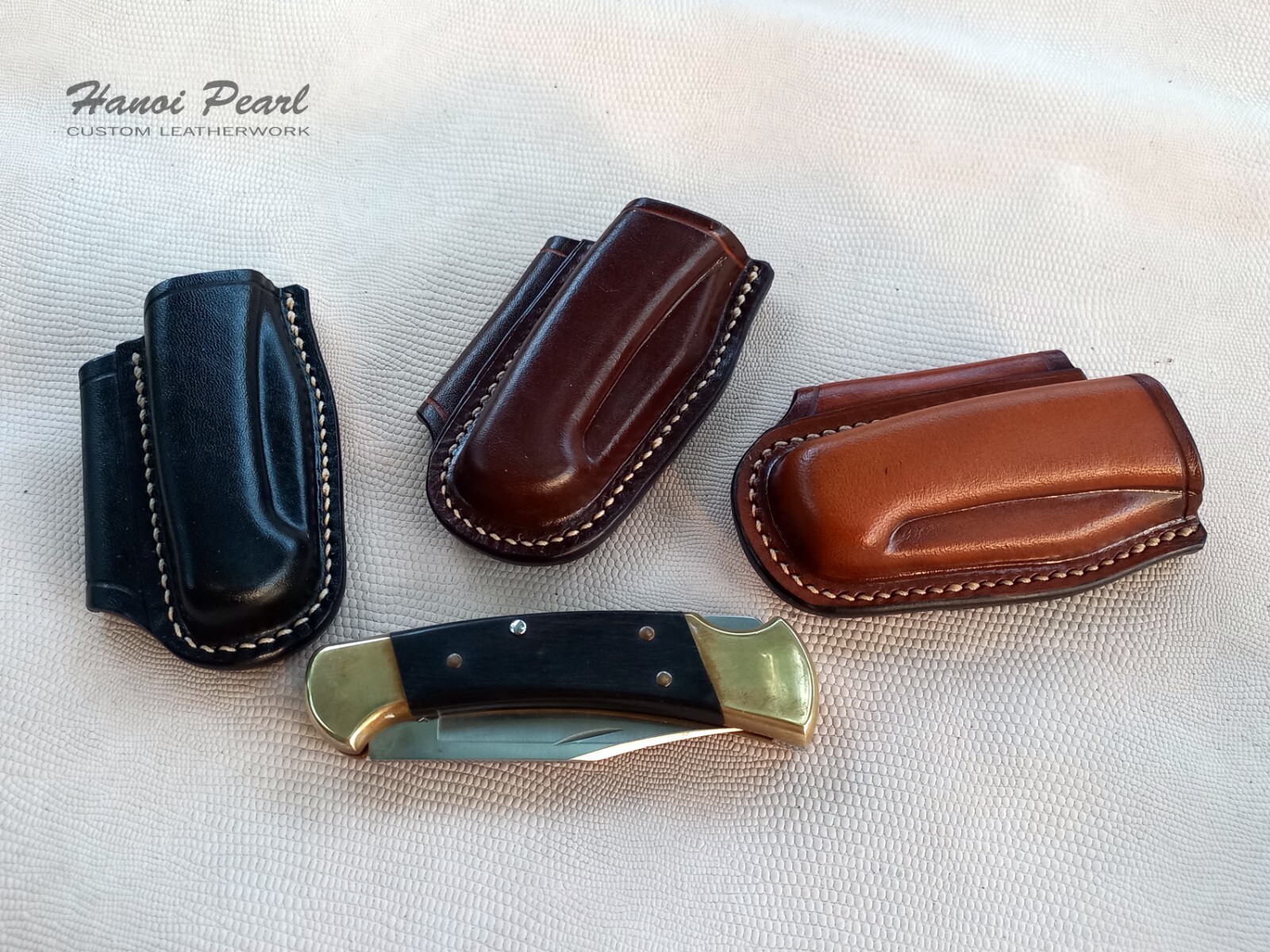 Buck 112 Ranger Sheath | Custom Horizontal Leather Sheath | Left Handed Sheath