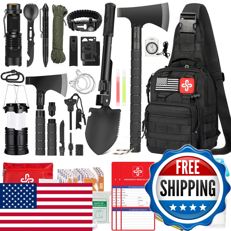 Rikojuxi Survival Kit 262Pcs Survival Gear And Supplies First Aid Kit Pouch And