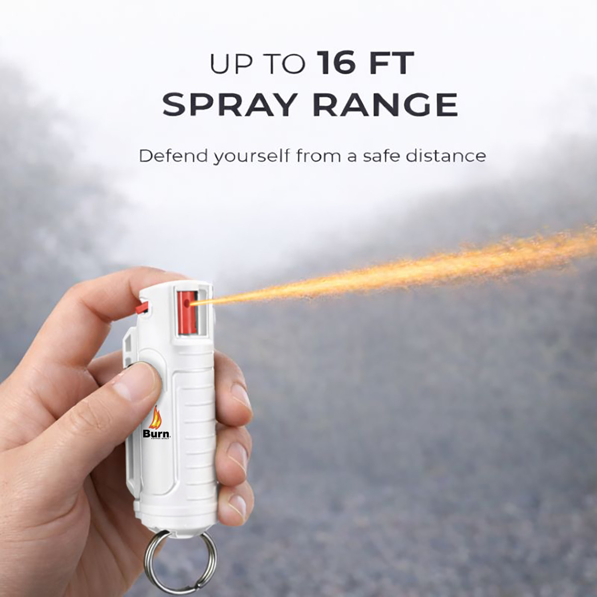 BURN Keychain Pepper spray Self Defense – 1 Pack .50oz White