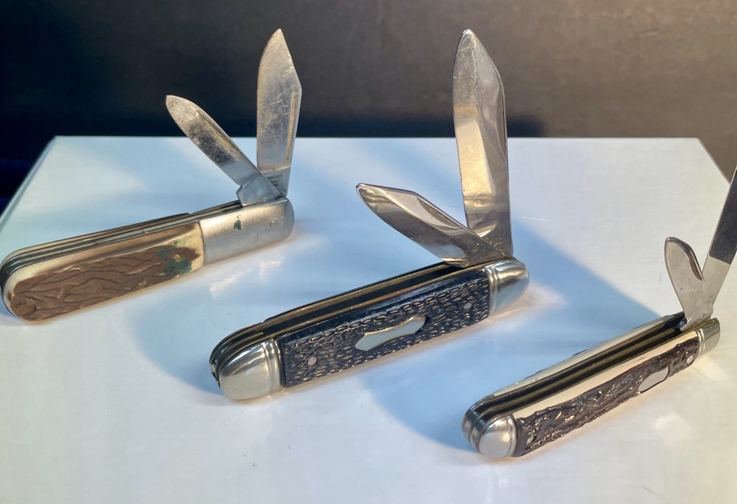 Set Of Three Camping Knives All In Very Good Working Order ￼