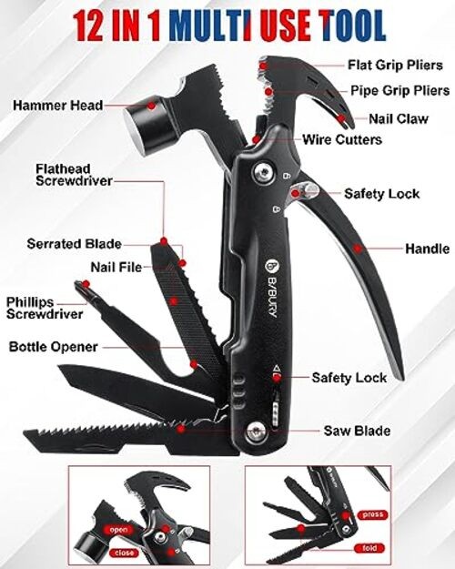 Valentines Day Gifts for Him, 12 in 1 Multitool Hammer with Gifts for Men