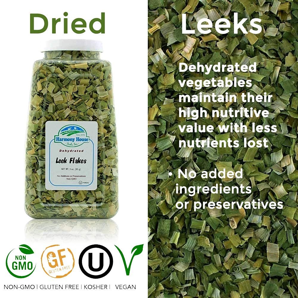 Harmony House Foods Dehydrated Leek Flakes – Air Dried 3 Ounce (Pack of 1)