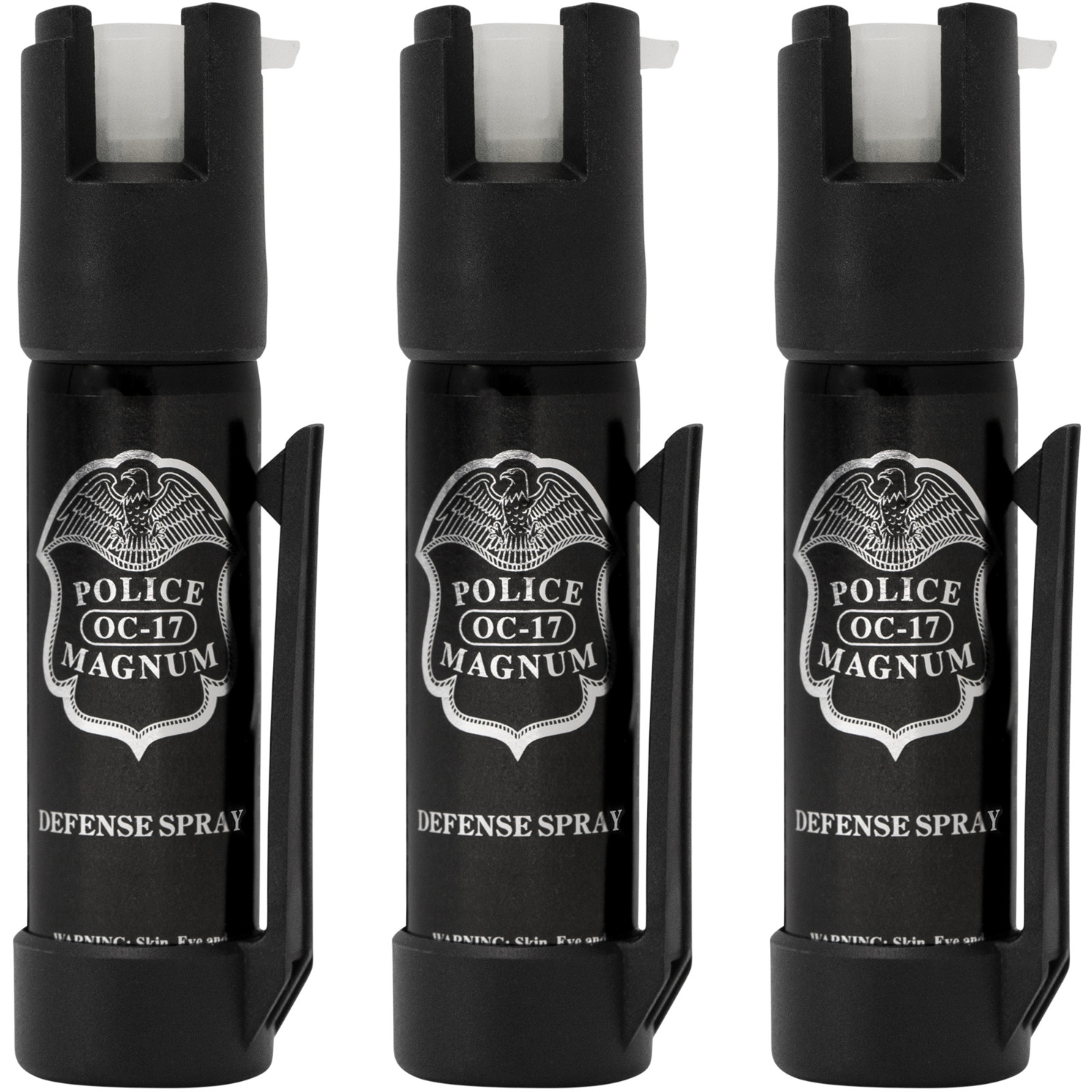 Police Magnum pepper spray self defense safety tool 3 pack 3/4oz BOTTOM CLIP