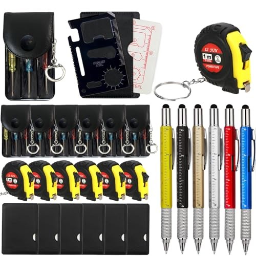 Pcs Mini Tape Measure Screwdriver Keychain Set – Multitool with Credit Card 24