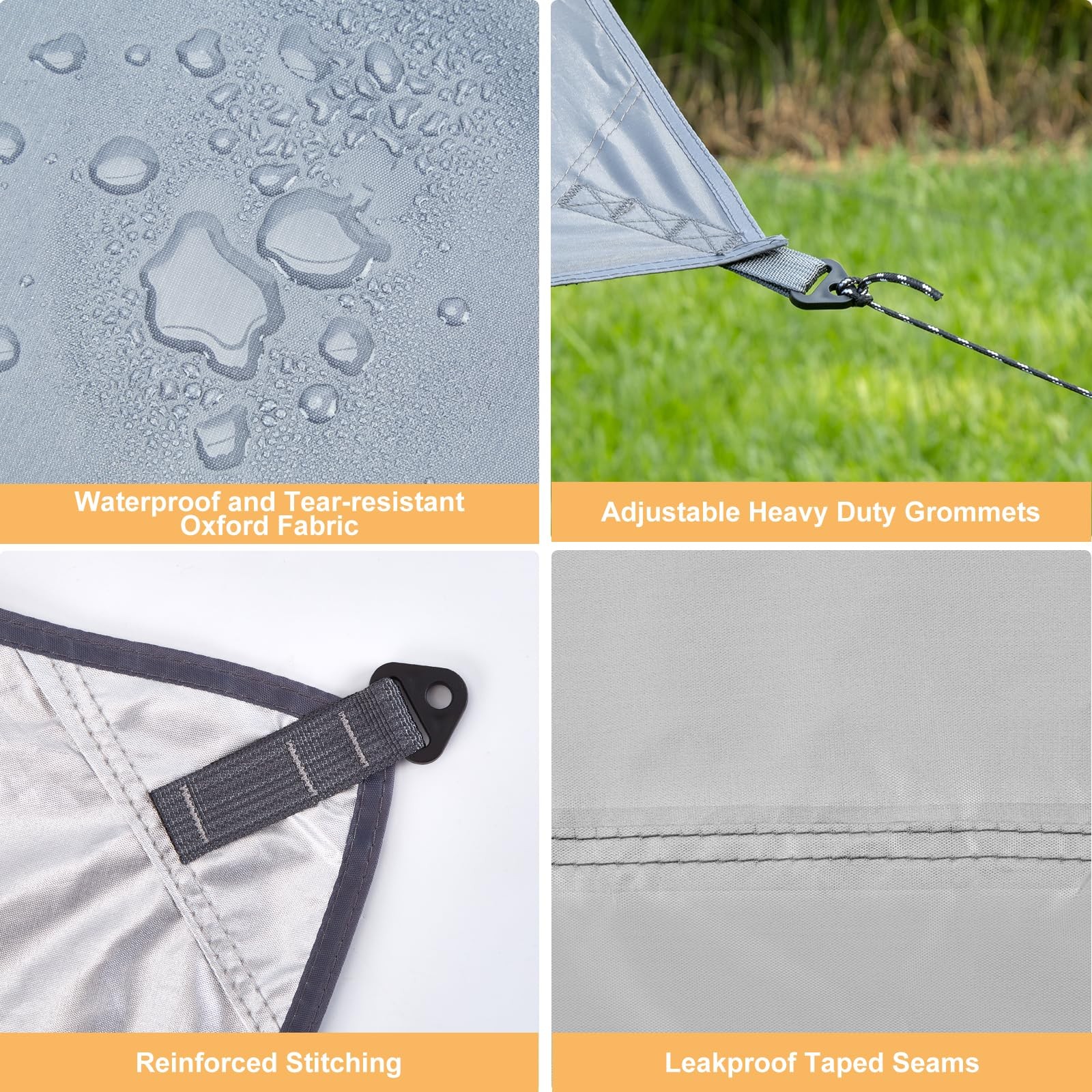 Camping Tarp with Poles, 16×12 Ft Canopy, Extra Large, Gray