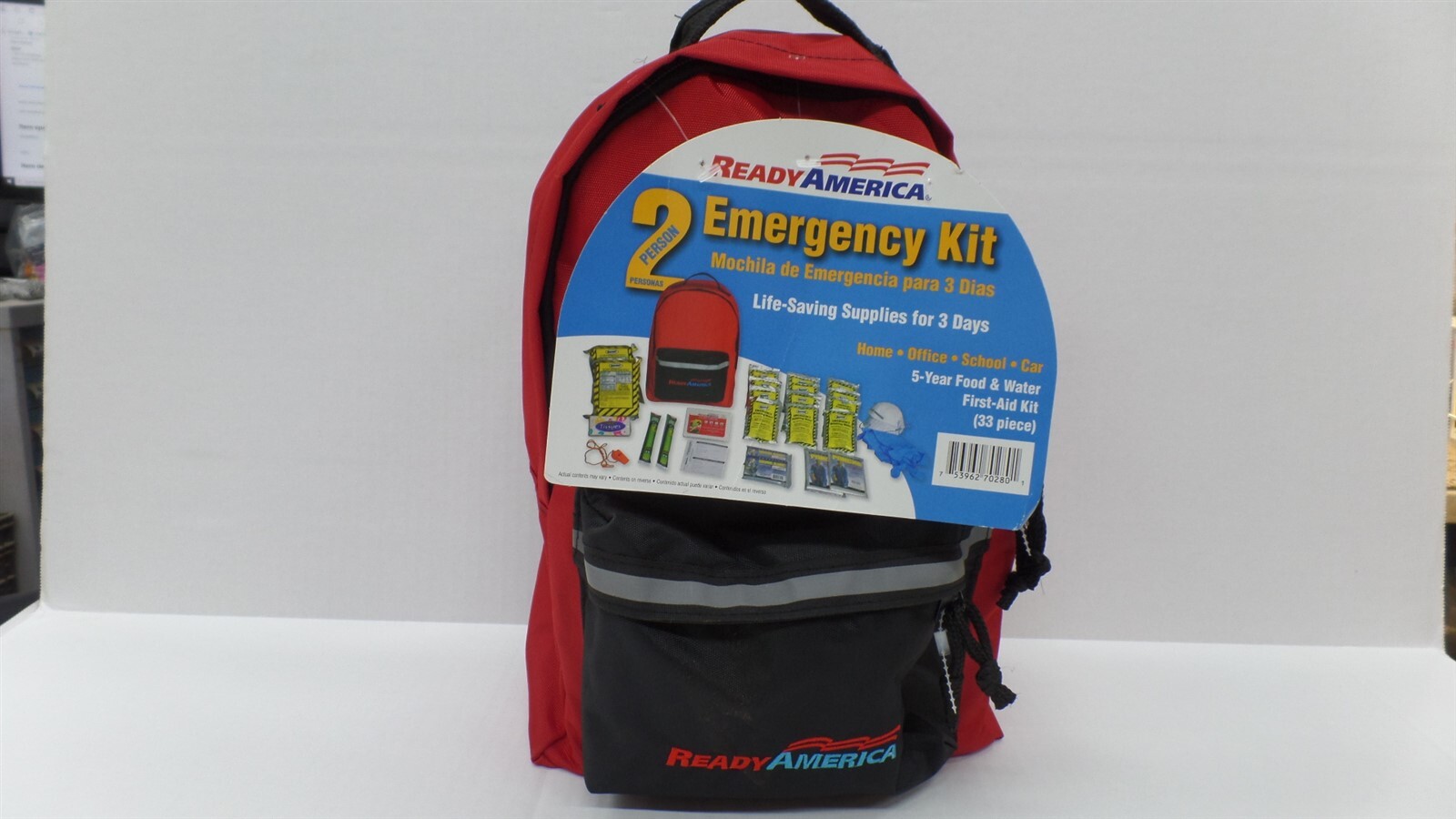 READY AMERICA 70280 2-PERSON 3-DAY EMERGENCY KIT & BACKPACK (EXP. 6/2029) SEALED