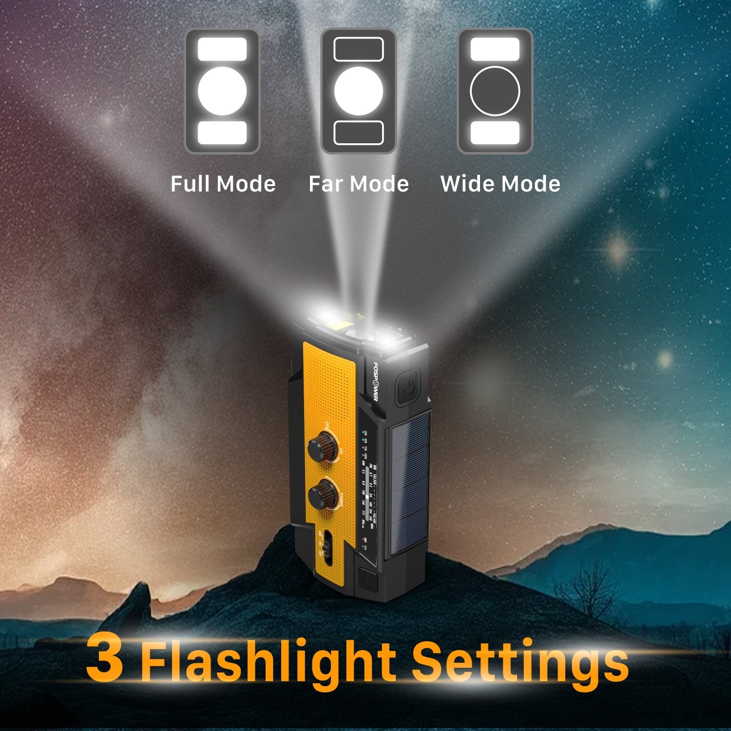 Emergency Solar Hand Crank Weather Radio 4000mAh Power Bank Charger Flash Light