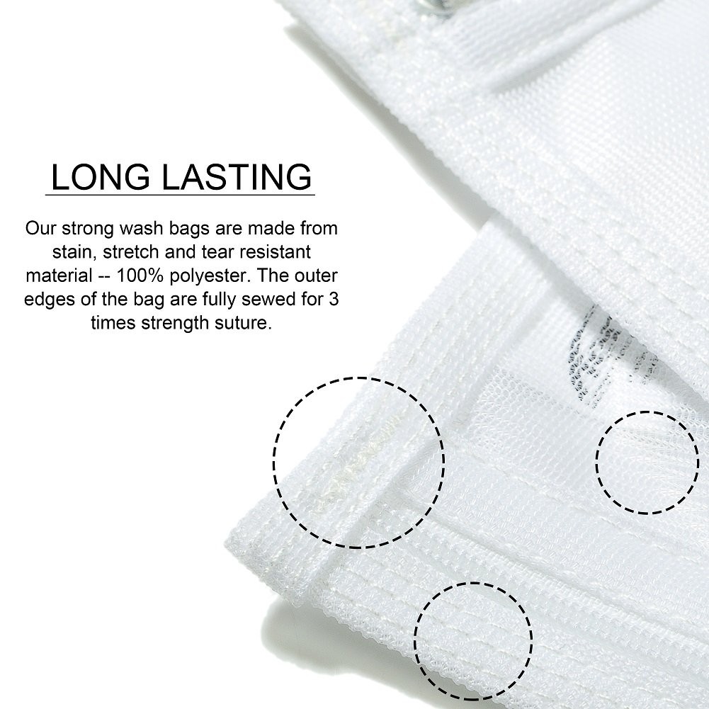 TENRAI Delicates Laundry Bags, Bra Fine Mesh Wash Bag for Large, White